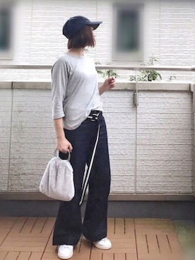 「Ray BEAMS（レイビームス）のRay BEAMS / ストレッチ デニム バギー パンツ（デニムパンツ）」を使った、Kay-teeeさん（レディース・150cm）の秋コーディネート