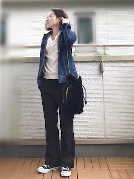 「CONVERSE（コンバース）のconverse コンバース ALL STAR HI オールスター ハイ 3206 BLACK(US)（スニーカー）」を使った、Kay-teeeさん（レディース・150cm）の秋コーディネート