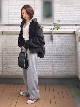 「赤コンバース」｜「アイテム（ブルゾン）」を使った、Kay-teeeさん（レディース・150cm）の秋コーディネート