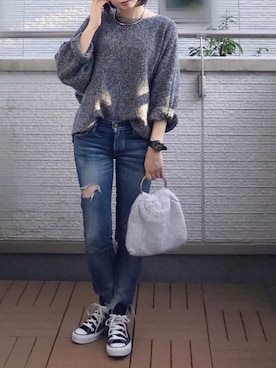 「CONVERSE（コンバース）のconverse コンバース ALL STAR HI オールスター ハイ 3206 BLACK(US)（スニーカー）」を使った、Kay-teeeさん（レディース・150cm）の秋コーディネート