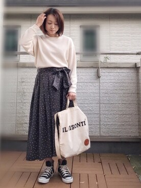 「CONVERSE（コンバース）のconverse コンバース ALL STAR HI オールスター ハイ 3206 BLACK(US)（スニーカー）」を使った、Kay-teeeさん（レディース・150cm）の秋コーディネート
