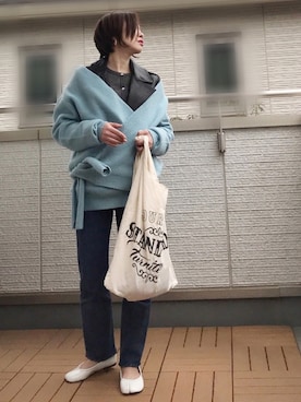 「カシュクール」｜「アイテム（ライダースジャケット）」を使った、Kay-teeeさん（レディース・150cm）の春コーディネート