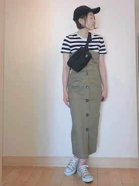 「Khaju（カージュ）のアイテム（キャップ）」を使った、Kay-teeeさん（レディース・150cm）の夏コーディネート
