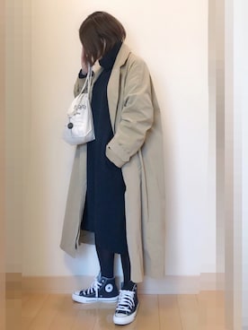 「アイラブCONVERSE」｜「アイテム（トレンチコート）」を使った、Kay-teeeさん（レディース・150cm）の秋コーディネート