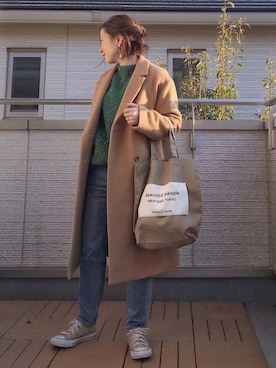 「zozoデニム」｜「アイテム（チェスターコート）」を使った、Kay-teeeさん（レディース・150cm）の冬コーディネート