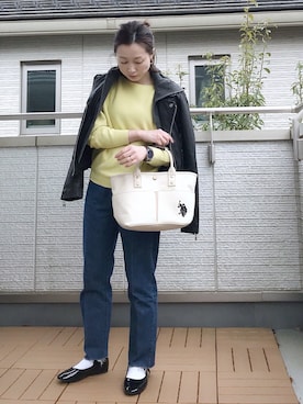 「NOLLEY'S」｜「アイテム（ライダースジャケット）」を使った、Kay-teeeさん（レディース・150cm）の春コーディネート