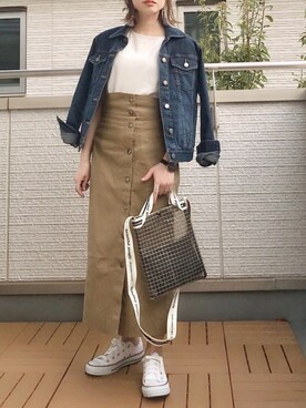 「KBF+」｜「アイテム（デニムジャケット）」を使った、Kay-teeeさん（レディース・150cm）の春コーディネート