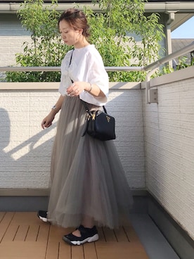 「mercibeaucoup,（メルシーボークー）のアイテム（シャツ/ブラウス）」を使った、Kay-teeeさん（レディース・150cm）の夏コーディネート