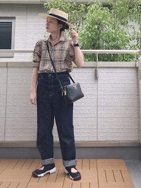 「ストローハット」｜Kay-teeeさん（レディース・150cm）の夏コーディネート