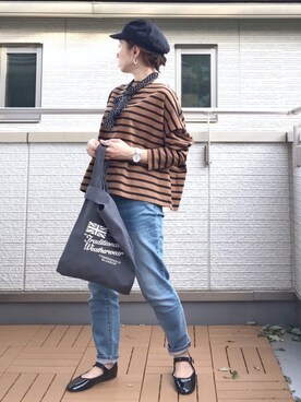 「ZOZO（ゾゾ）のスリムテーパードデニムパンツ［WOMEN］（デニムパンツ）」を使った、Kay-teeeさん（レディース・150cm）の秋コーディネート