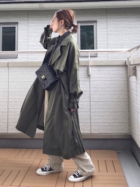 「NOLLEY'S」｜「アイテム（トレンチコート）」を使った、Kay-teeeさん（レディース・150cm）の秋コーディネート