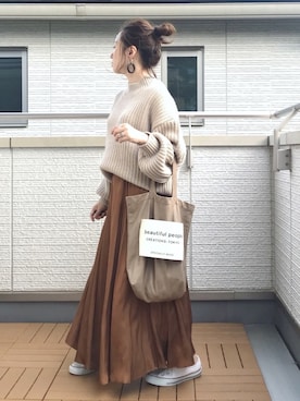 「SENSE OF PLACE by URBAN RESEARCH（センスオブプレイスバイアーバンリサーチ）のアゼルーズセーター（ニット/セーター）」を使った、Kay-teeeさん（レディース・150cm）の秋コーディネート