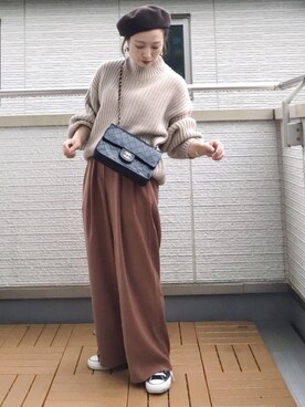 「SENSE OF PLACE by URBAN RESEARCH（センスオブプレイスバイアーバンリサーチ）のアゼルーズセーター（ニット/セーター）」を使った、Kay-teeeさん（レディース・150cm）の秋コーディネート