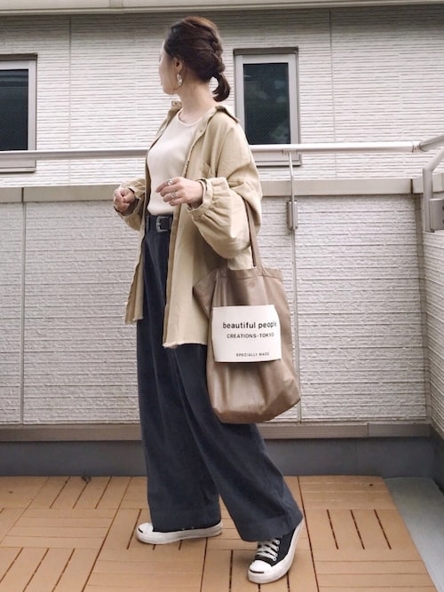 Kay-teeeさんのテーラードジャケット「ミリタリージャケット/ルーズシャツコットンビッグジャケット/オーバージャケット(Birthday room|バースデイルーム)」を使ったコーディネート