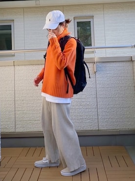 「アイテム（バックパック/リュック）」を使った、Kay-teeeさん（レディース・150cm）の秋コーディネート