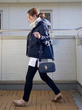 「SVEC（シュベック）のカンフーシューズ kung fu Shoes / ストラップパンプス（バレエシューズ）」を使った、Kay-teeeさん（レディース・150cm）の冬コーディネート