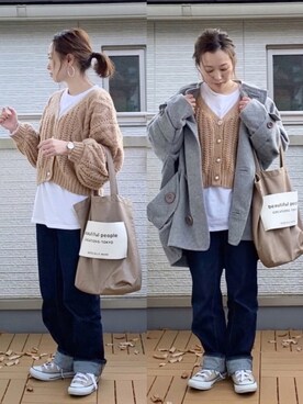 「mercibeaucoup,（メルシーボークー）のアイテム（その他アウター）」を使った、Kay-teeeさん（レディース・150cm）の冬コーディネート