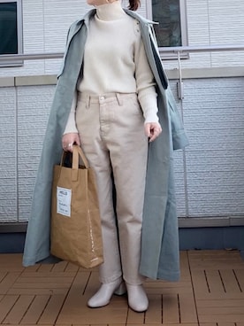 「dholic」｜「アイテム（ステンカラーコート）」を使った、Kay-teeeさん（レディース・150cm）の冬コーディネート