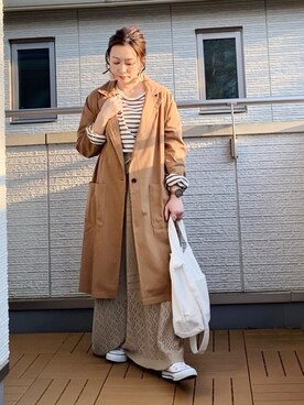 「Libra Cue（リブラ キュー）のアイテム（チェスターコート）」を使った、Kay-teeeさん（レディース・150cm）の春コーディネート
