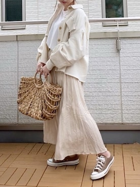 「ワッシャースカート」｜「アイテム（その他アウター）」を使った、Kay-teeeさん（レディース・150cm）の春コーディネート