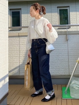 「ロールアップ」｜「アイテム（バレエシューズ）」を使った、Kay-teeeさん（レディース・150cm）の春コーディネート