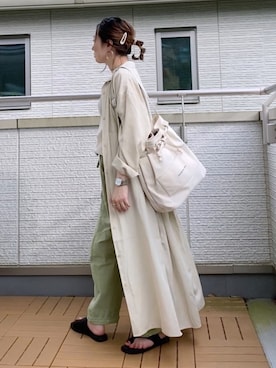 「トングサンダル」｜「アイテム（シャツワンピース）」を使った、Kay-teeeさん（レディース・150cm）の夏コーディネート