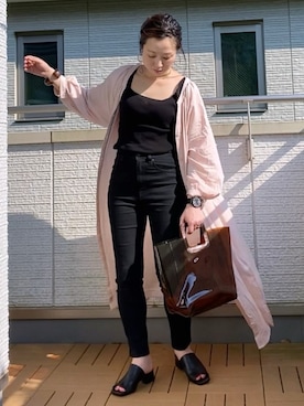 「Happy John（ハッピージョン）のアイテム（シャツワンピース）」を使った、Kay-teeeさん（レディース・150cm）の夏コーディネート