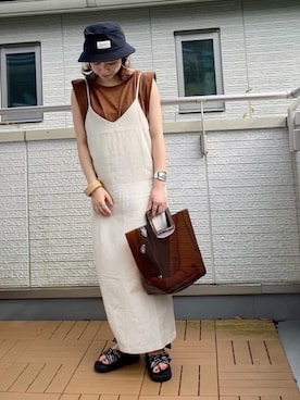 「REAL CUBE（リアルキューブ）のアイテム（バッグ）」を使った、Kay-teeeさん（レディース・150cm）の夏コーディネート