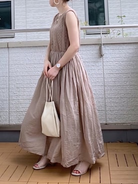 「アイテム（腕時計、ブラウン系）」を使った、Kay-teeeさん（レディース・150cm）の夏コーディネート