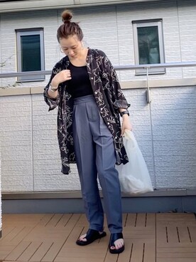 「LIPSTAR（リップスター）の線画花柄ブラウス（シャツ/ブラウス）」を使った、Kay-teeeさん（レディース・150cm）の秋コーディネート