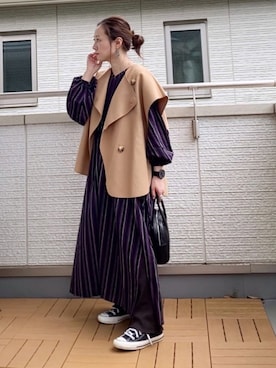 「sakishimatokyo」｜「アイテム（シャツワンピース）」を使った、Kay-teeeさん（レディース・150cm）の秋コーディネート