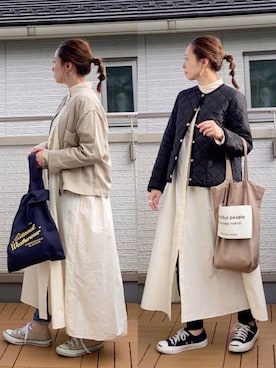 「Traditional Weatherwear（トラディショナルウェザーウェア）のMARCHE BAG MINI（トートバッグ）」を使った、Kay-teeeさん（レディース・150cm）の秋コーディネート