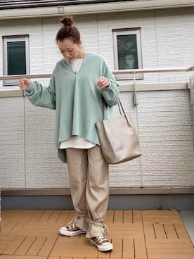 「Happy John（ハッピージョン）のアイテム（パンツ）」を使った、Kay-teeeさん（レディース・150cm）の秋コーディネート