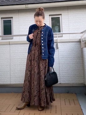 「sakishimatokyo（サキシマトーキョー）のアイテム（デニムジャケット）」を使った、Kay-teeeさん（レディース・150cm）の秋コーディネート
