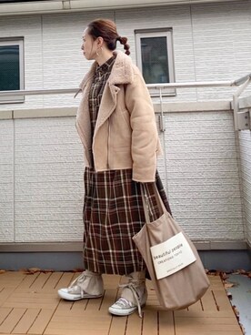 「Happy John（ハッピージョン）のアイテム（パンツ）」を使った、Kay-teeeさん（レディース・150cm）の秋コーディネート