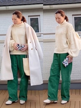 「ケーブルニット」｜「アイテム（財布/小物）」を使った、Kay-teeeさん（レディース・150cm）の冬コーディネート
