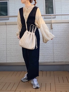 「sakishimatokyo」｜「アイテム（サロペット/オーバーオール）」を使った、Kay-teeeさん（レディース・150cm）の冬コーディネート