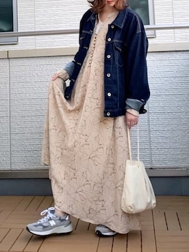 「Chillfar（チルファー）のアイテム（デニムジャケット）」を使った、Kay-teeeさん（レディース・150cm）の春コーディネート