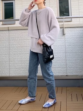 「ラベンダー」｜「アイテム（スリッポン）」を使った、Kay-teeeさん（レディース・150cm）の春コーディネート