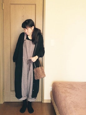 「黒髪」｜「アイテム（オールインワン・サロペット）」を使った、hiromiさん（レディース・158cm）の冬コーディネート