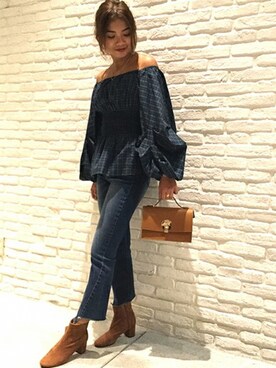 「LUC DNM （ラックデニム）のアイテム」を使った、lalaさん（レディース・158cm）の秋コーディネート