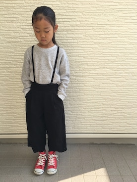 「ワッフル」｜「アイテム（サロペット/オーバーオール）」を使った、ちこねこあこさん（キッズ・122cm）の秋コーディネート