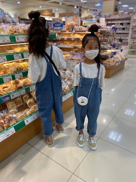 「no brand（ノーブランド）のアイテム（サロペット/オーバーオール）」を使った、ちこねこあこさん（キッズ・127cm）の秋コーディネート