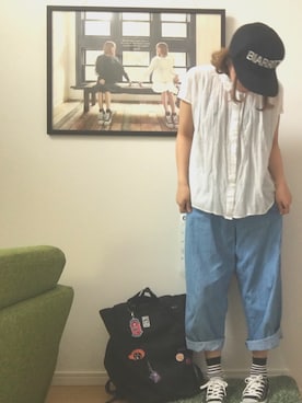 「chambre de charme（シャンブルドゥシャーム）のアイテム（パンツ）」を使った、Tomo*さん（レディース・153cm）の夏コーディネート