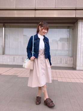 「axes femme（アクシーズファム）のアイテム（デニムジャケット）」を使った、ayaka(miku)さん（レディース・158cm）の春コーディネート