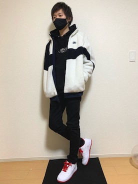 「AIR FORCE 1」｜「アイテム（ブルゾン）」を使った、maaさん（メンズ・173cm）の冬コーディネート
