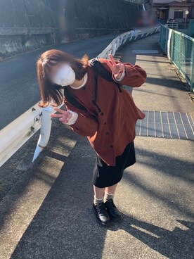 「Green　Parks（グリーンパークス）のアイテム（ノーカラーコート）」を使った、りんごさん（レディース・155cm）の冬コーディネート