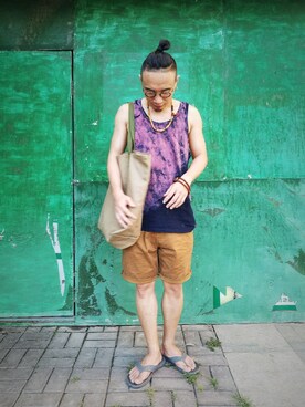 「ESPRIT（エスプリ）のアイテム（パンツ）」を使った、格子乱七八糟さん（メンズ・173cm）の夏コーディネート