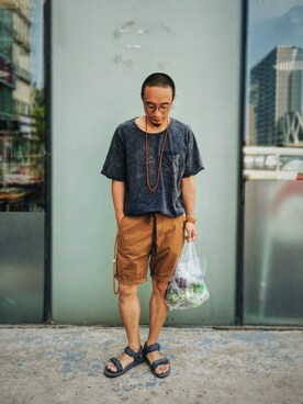 「ESPRIT（エスプリ）のアイテム（パンツ）」を使った、格子乱七八糟さん（メンズ・173cm）の夏コーディネート