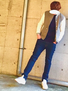「RAGEBLUE（レイジブルー）のアイテム（スタジャン）」を使った、いなばんさん（メンズ・183cm）の冬コーディネート